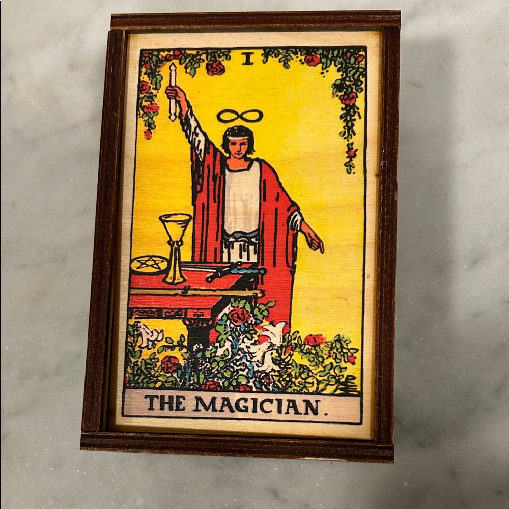 House of Intuition “The Magician” Tarot Card Wooden Box As Is